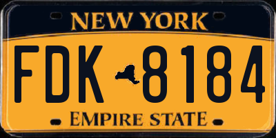 NY license plate FDK8184