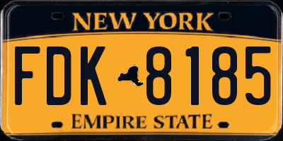 NY license plate FDK8185
