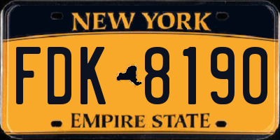 NY license plate FDK8190