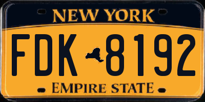 NY license plate FDK8192