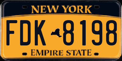 NY license plate FDK8198