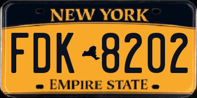 NY license plate FDK8202