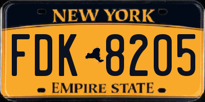 NY license plate FDK8205