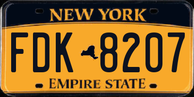 NY license plate FDK8207