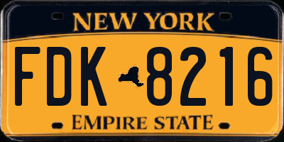 NY license plate FDK8216