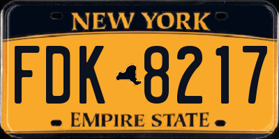 NY license plate FDK8217
