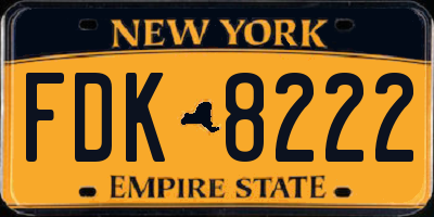 NY license plate FDK8222