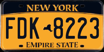 NY license plate FDK8223
