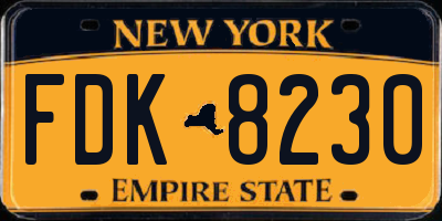 NY license plate FDK8230