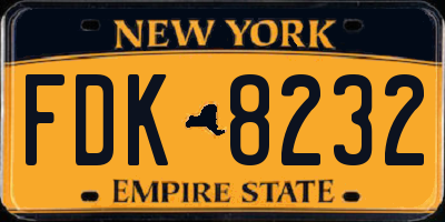 NY license plate FDK8232