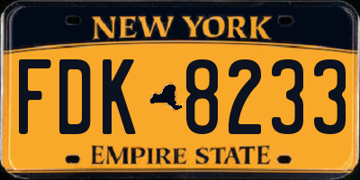 NY license plate FDK8233