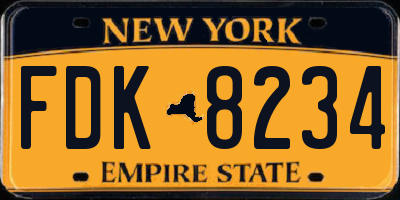 NY license plate FDK8234
