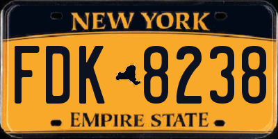NY license plate FDK8238