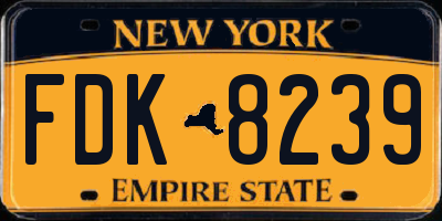 NY license plate FDK8239