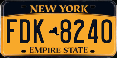 NY license plate FDK8240