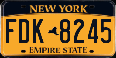 NY license plate FDK8245