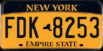NY license plate FDK8253