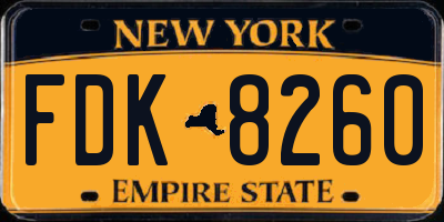 NY license plate FDK8260