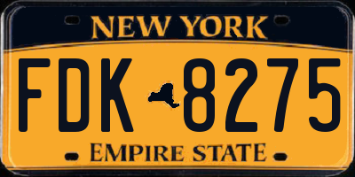 NY license plate FDK8275