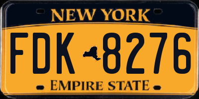 NY license plate FDK8276