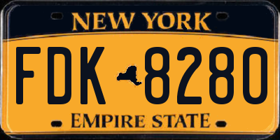 NY license plate FDK8280