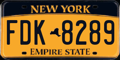 NY license plate FDK8289