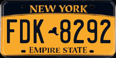 NY license plate FDK8292