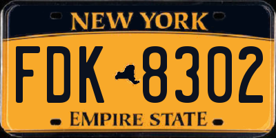 NY license plate FDK8302