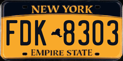 NY license plate FDK8303