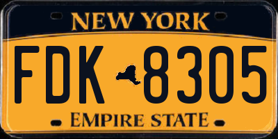 NY license plate FDK8305