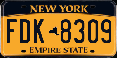 NY license plate FDK8309