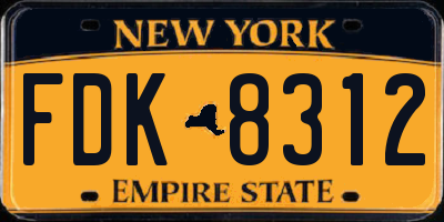 NY license plate FDK8312