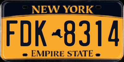 NY license plate FDK8314