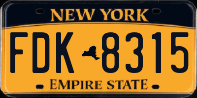 NY license plate FDK8315