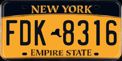 NY license plate FDK8316