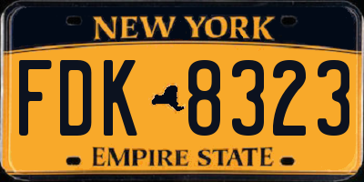 NY license plate FDK8323