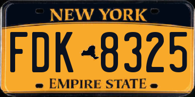 NY license plate FDK8325