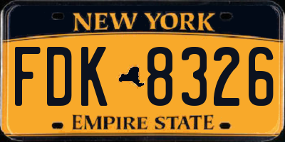 NY license plate FDK8326
