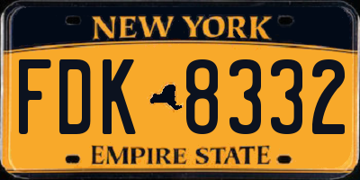 NY license plate FDK8332