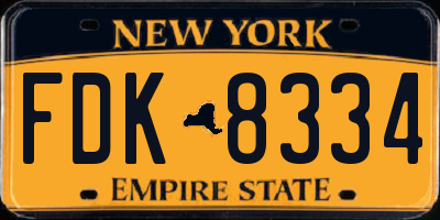 NY license plate FDK8334