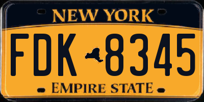 NY license plate FDK8345