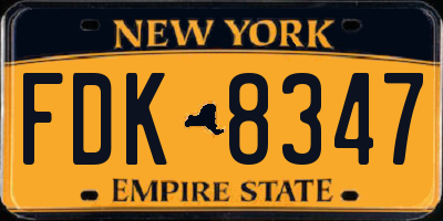 NY license plate FDK8347