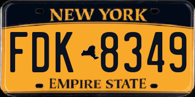 NY license plate FDK8349