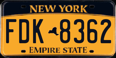 NY license plate FDK8362
