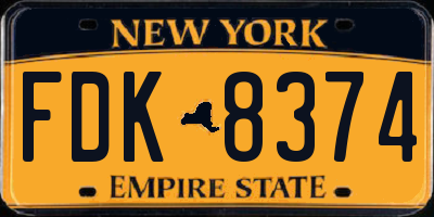 NY license plate FDK8374