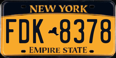 NY license plate FDK8378