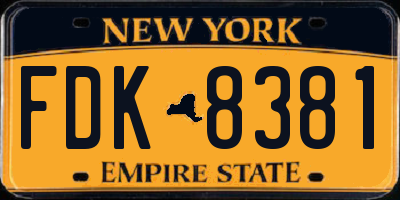 NY license plate FDK8381