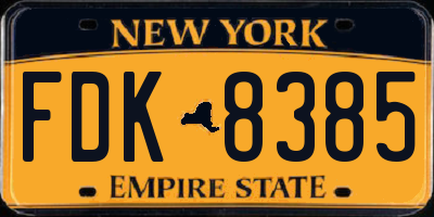 NY license plate FDK8385
