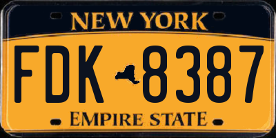 NY license plate FDK8387