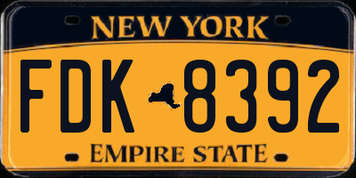 NY license plate FDK8392